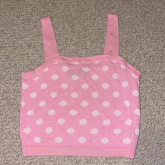 Light Pink Polka-Dot Tank/Crop Top - Picture 1 of 4